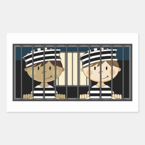 Cartoon Prisoners in Jail Cell Rectangular Sticker