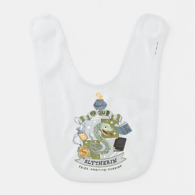 Cartoon Proud Slytherin Crest Baby Bib (Front)