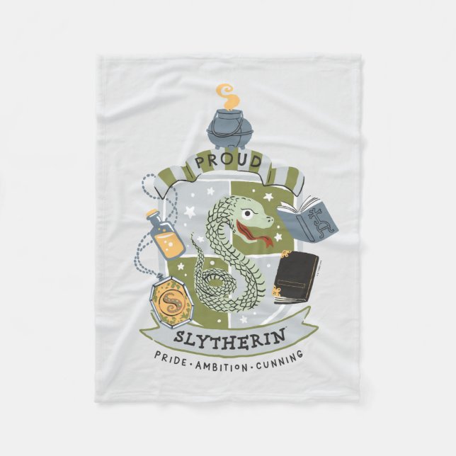 Cartoon Proud Slytherin Crest Fleece Blanket (Front)