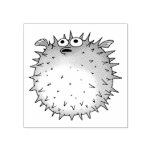 Cartoon Puffer Fish Rubber Stamp at Zazzle