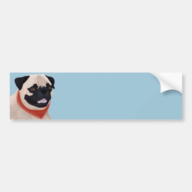 Cartoon Pug Bumper Sticker (Front)