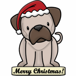 Cartoon Pug Christmas Ornament