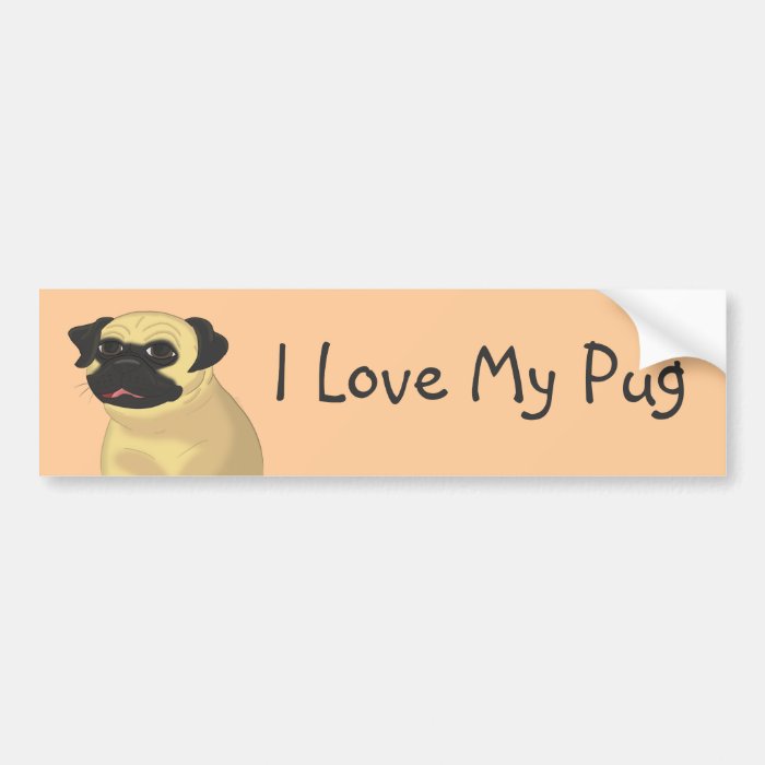 Cartoon Pug Face Bumper Sticker