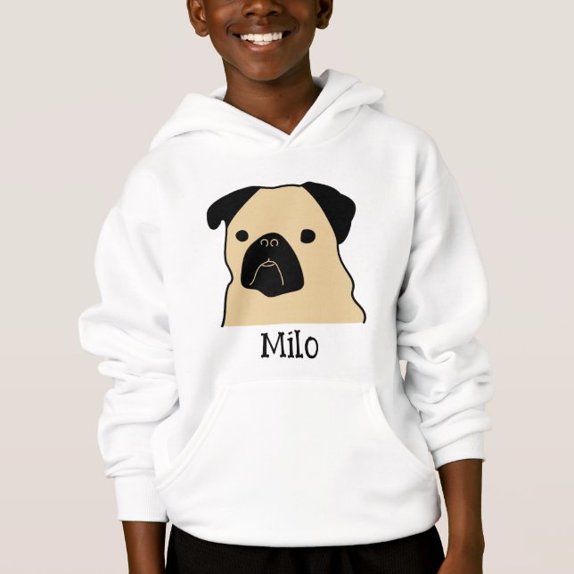 Cartoon Pug Face Hoodie (Front)