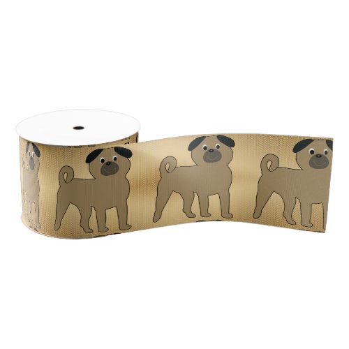 Cartoon Pug Grosgrain Ribbon