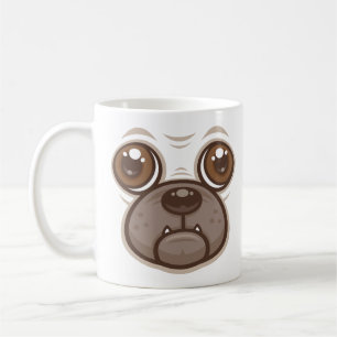 Cartoon Pug Mug Puppy Dog Face