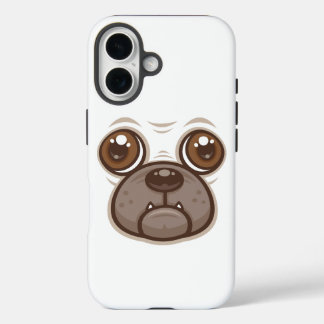 Cartoon Pug Mug Puppy Dog Face iPhone 16 Case