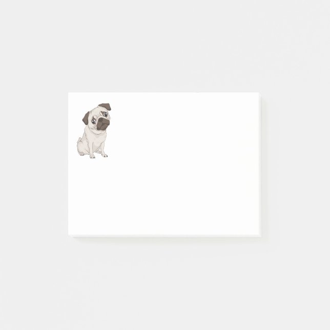 Cartoon Pug Puppy Dog Post IT Sticky Notes (Front)