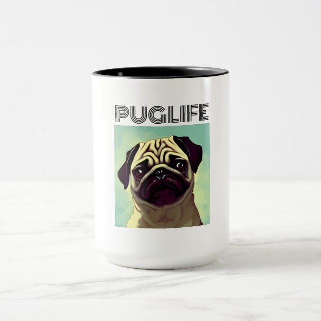 Cartoon pug puppy mugshot cute precious portrait mug (Center)