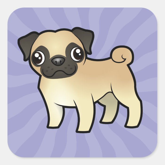 Cartoon Pug Square Sticker