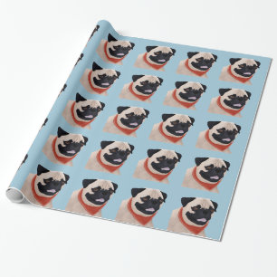 Cartoon Pug Wrapping Paper