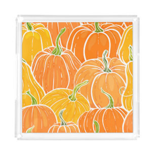 Cartoon pumpkin, cute autumn pattern. acrylic tray