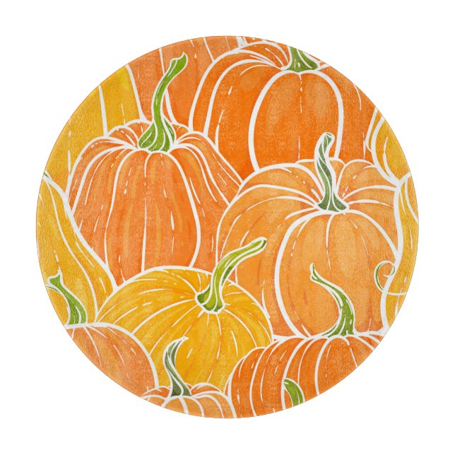 Cartoon pumpkin, cute autumn pattern. cutting board (Front)