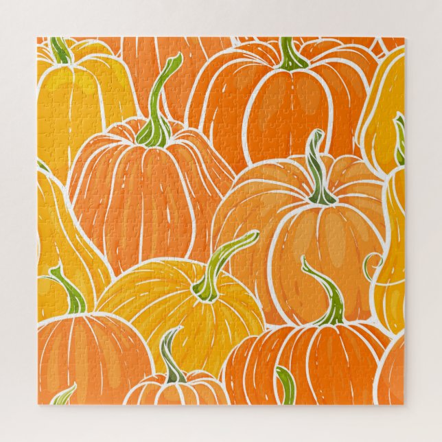 Cartoon pumpkin, cute autumn pattern. jigsaw puzzle (Vertical)