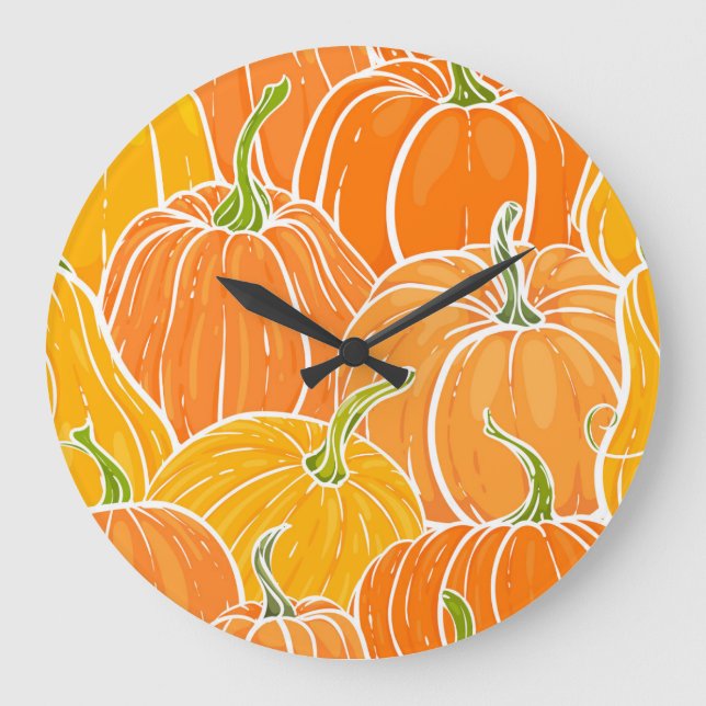 Cartoon pumpkin, cute autumn pattern. large clock (Front)