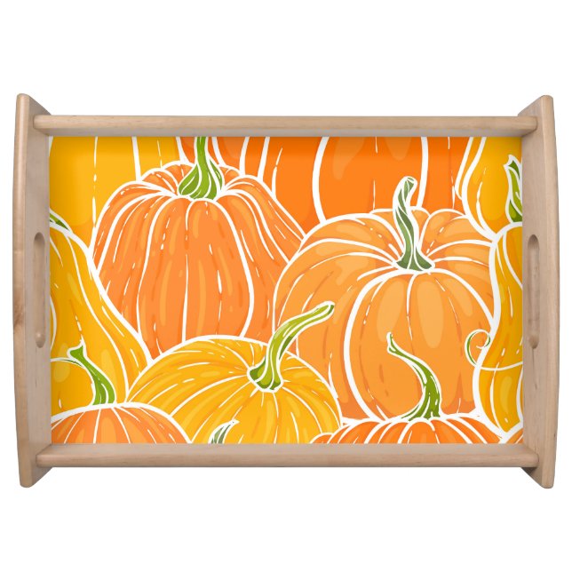 Cartoon pumpkin, cute autumn pattern. serving tray (Front)