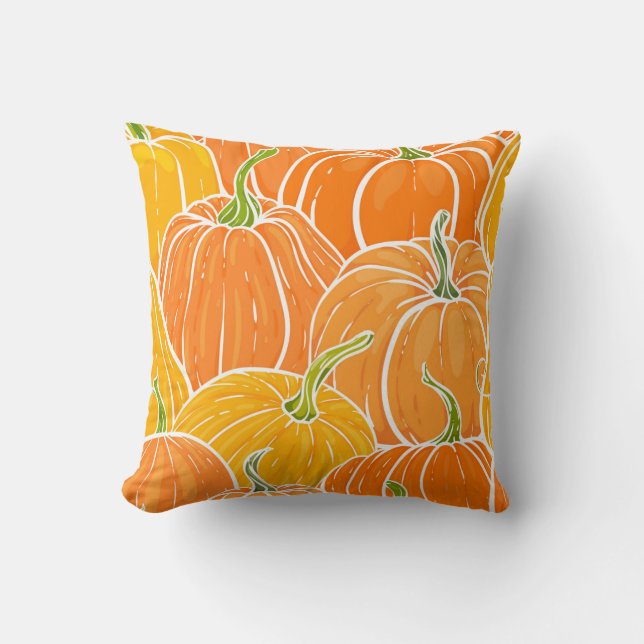 Cartoon pumpkin, cute autumn pattern. throw pillow (Front)