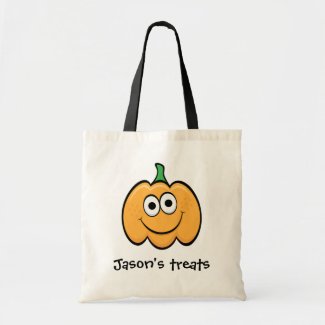 Cartoon pumpkin, personalized trick or treat bag bag