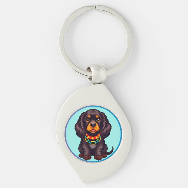 Cartoon Puppy Charm Animal Lover Gift Keychain (Front)