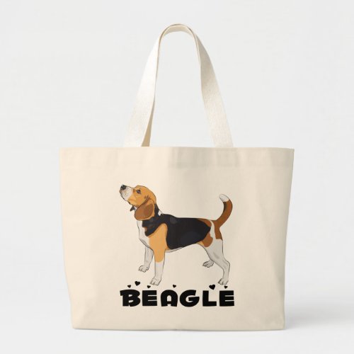 Cartoon Puppy Dog Lover Cute Beagle Large Tote 