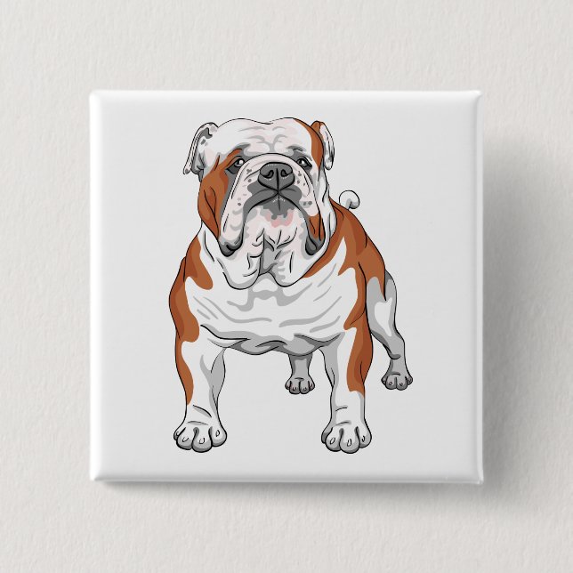 Cartoon Puppy Dog Lover Gifts Cute English Bulldog Button (Front)