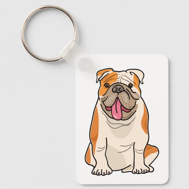Cartoon Puppy Dog Lover Gifts Cute English Bulldog Keychain (Front)