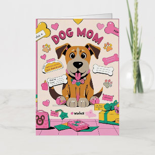 Cartoon Puppy dog mom in pink room Foil Greeting Card