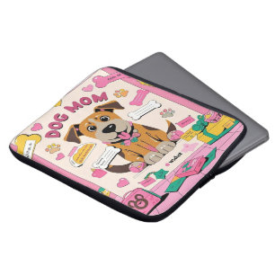 Cartoon Puppy dog mom in pink room Laptop Sleeve