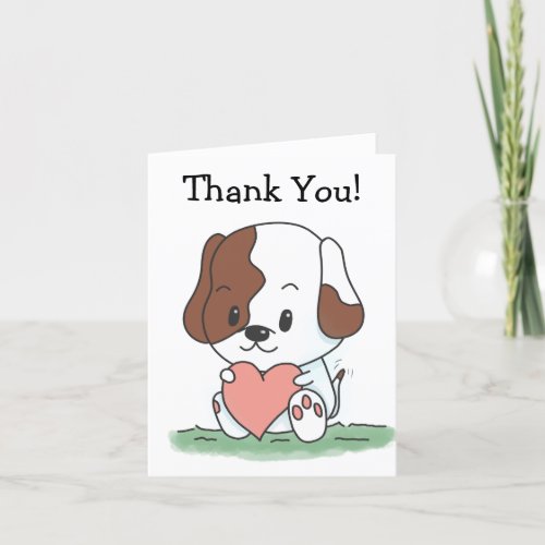 Cartoon Puppy Dog With A Heart Thank You