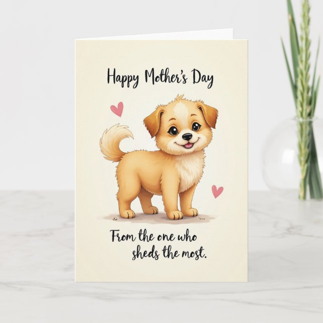 Cartoon Puppy Mothers Day Card (Front)