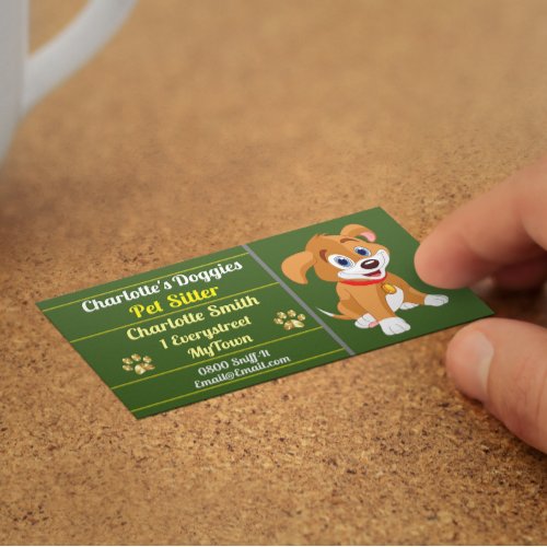 Cartoon Puppy Pet Sitter Dog Walker Business Card