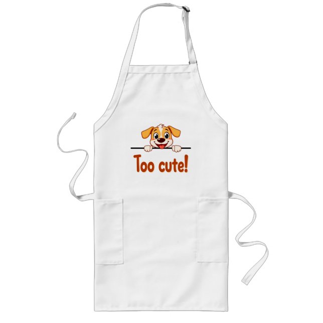 Cartoon Puppy with Appealing Text Long Apron (Front)