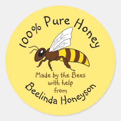 Cartoon Pure Honey Jar Label Stickers