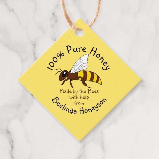 Cartoon Pure Honey Jar Tags (Front)