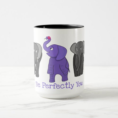 Cartoon Purple Elephant Be Perfectly You Mug