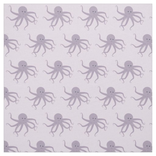 Cartoon Purple Octopus Character Smiling Fabric
