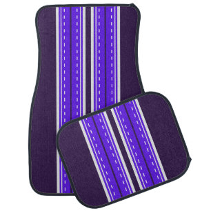 Cartoon Purple Violet Stripes Car Mats Set