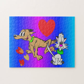 Cartoon Puzzle: Dog and Cat Jigsaw Puzzle