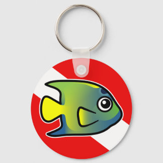 Cartoon Queen Angelfish Dive Flag Keychain