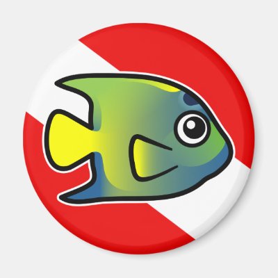 Cartoon Queen Angelfish Dive Flag Magnet