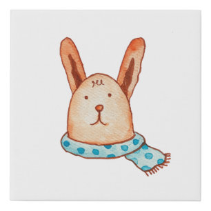 cartoon rabbit cartoon bunny scarf faux canvas print