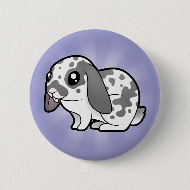 Cartoon Rabbit (floppy ear smooth hair) Pinback Button (Front)