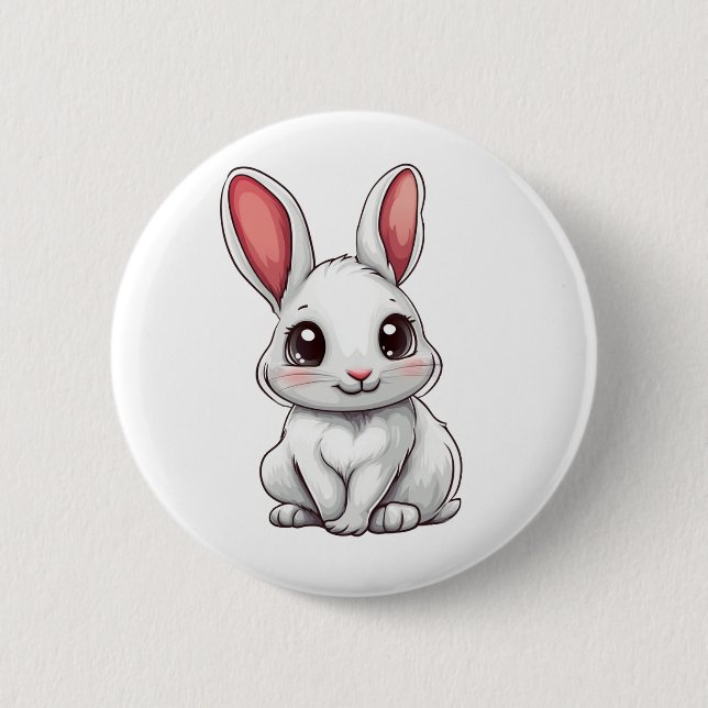 Cartoon rabbit illustration button (Front)