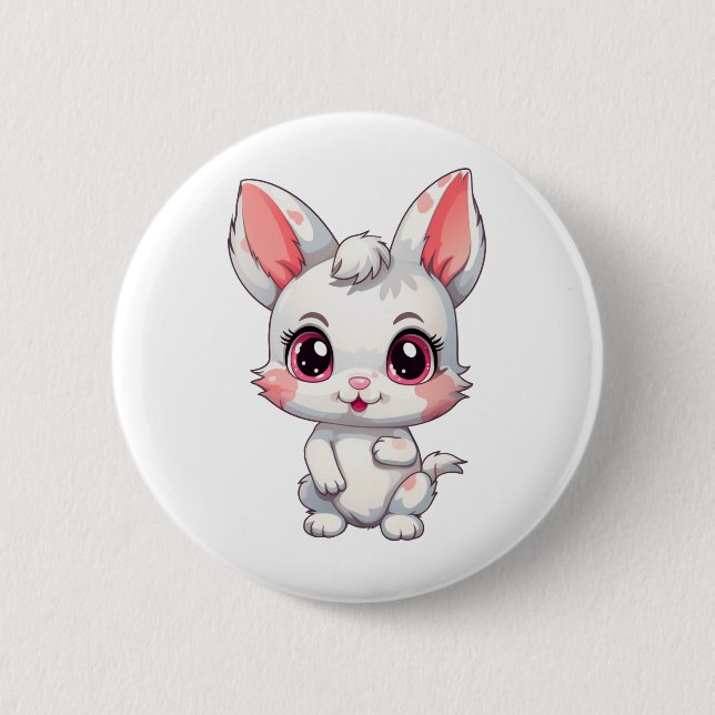 Cartoon rabbit illustration button (Front)