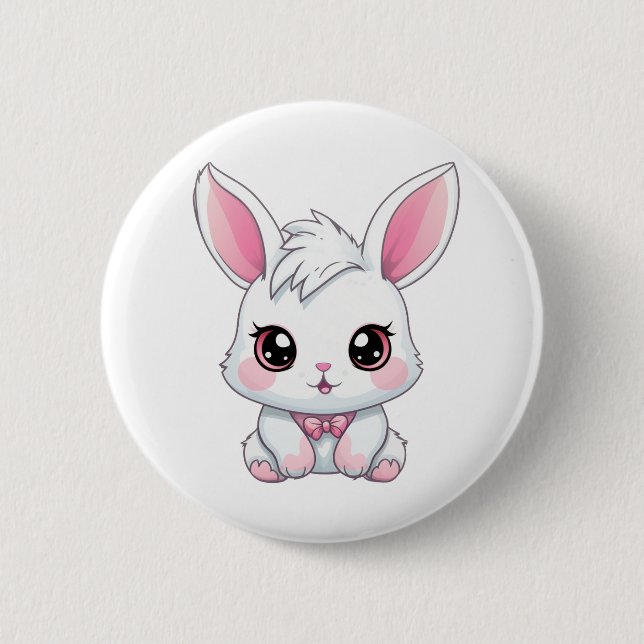 Cartoon rabbit illustration button (Front)