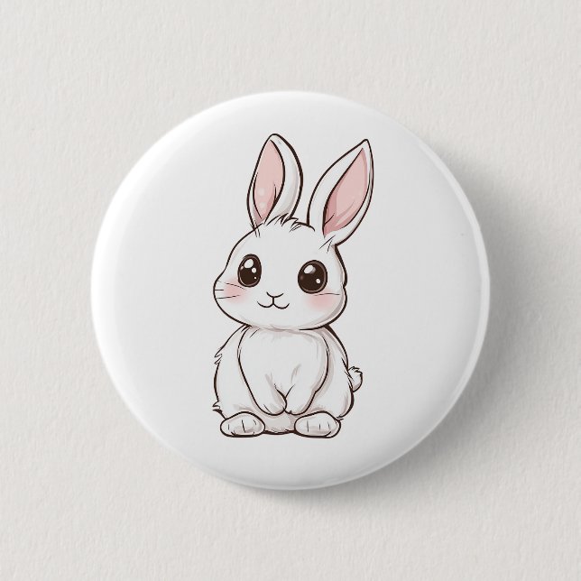 Cartoon rabbit illustration button (Front)