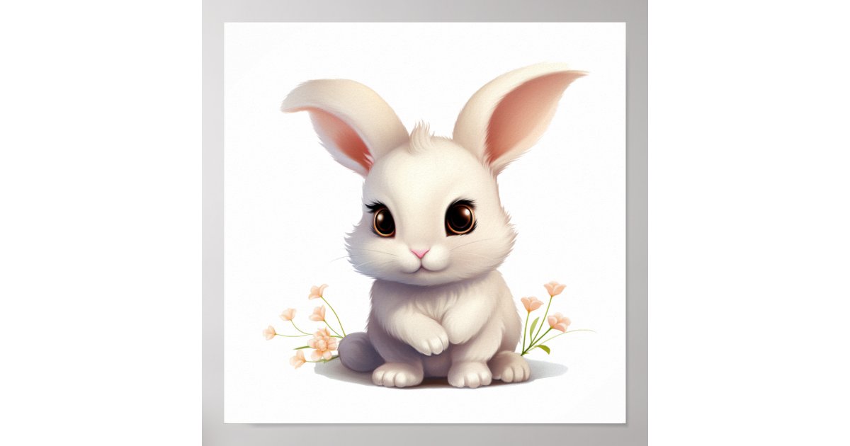 Cartoon rabbit illustration poster | Zazzle