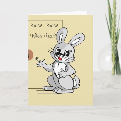 Cartoon Rabbit Knock_Knock Joke Greeting Card