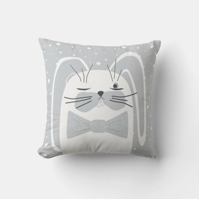 Cartoon rabbit, symbol 2023. throw pillow (Front)