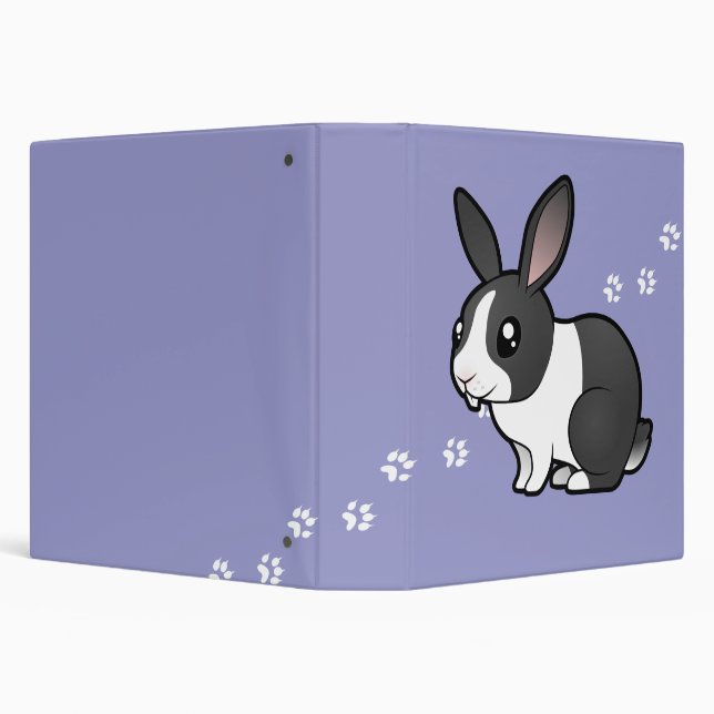 Cartoon Rabbit (uppy ear smooth hair) 3 Ring Binder (Background)